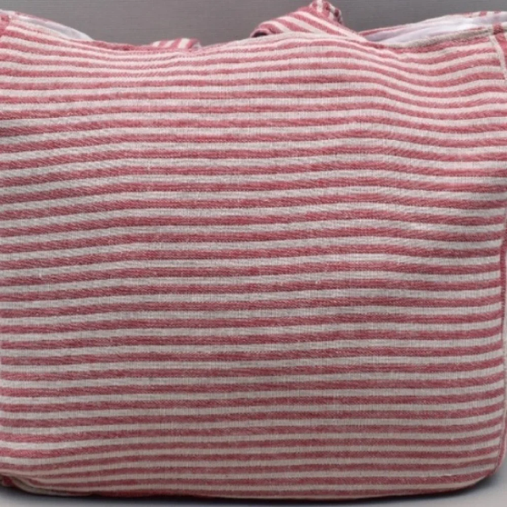 RLH Stripe Bag Red Natural Loom Weave Organic Cotton Travelin’ Light REwork NEW!